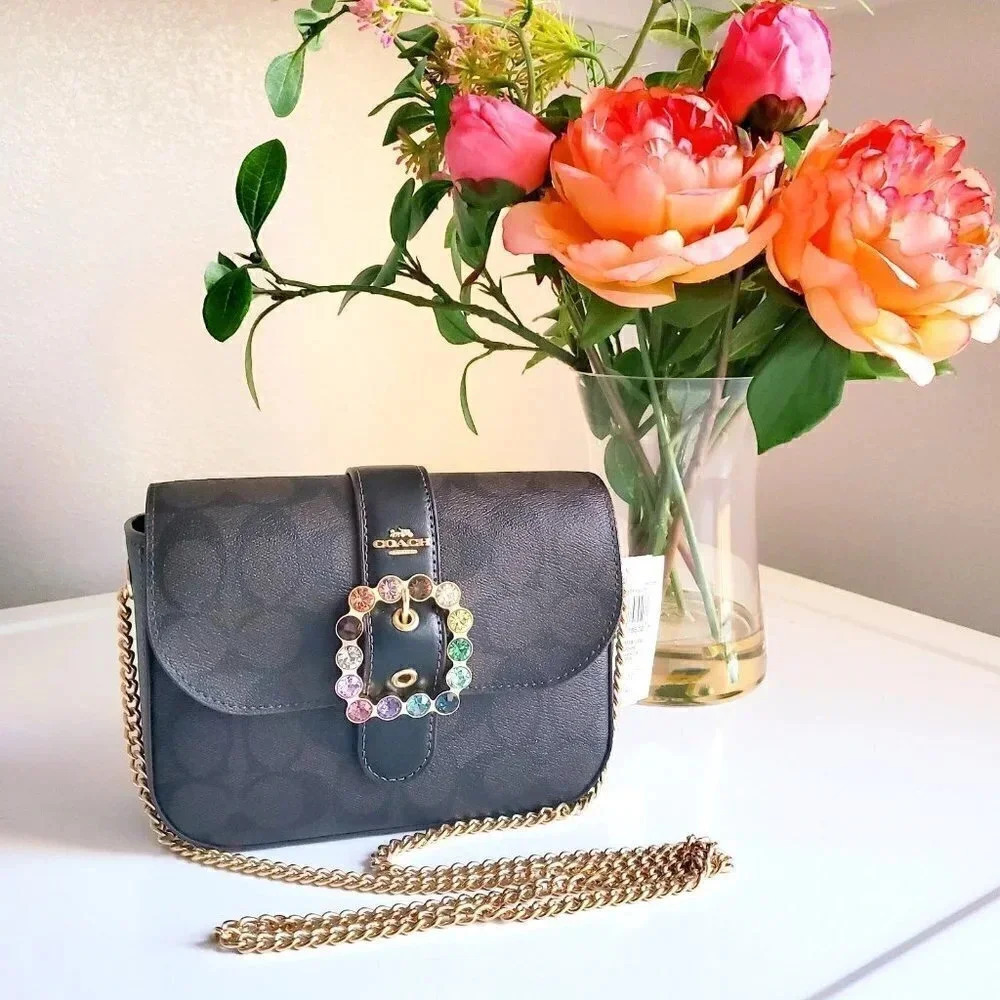 Coach CE623 Gemma Crossbody With Jeweled Buckle In Gold/Brown Black Multi